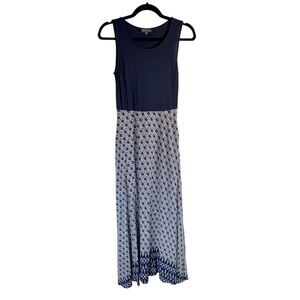 Market & Spruce Women’s Navy & White Geometric Aztec Stretch Maxi Dress Sz Small